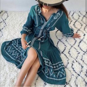 Zara | Dresses | Nwt Zara Teal Embroidered Maxi Dress With Tassels |  Poshmark
